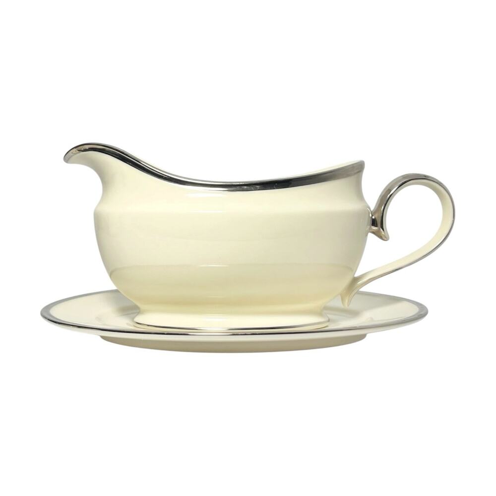 Lenox “Solitaire” Porcelain Gravy or Sauce Boat & Underplate 9 1/4”